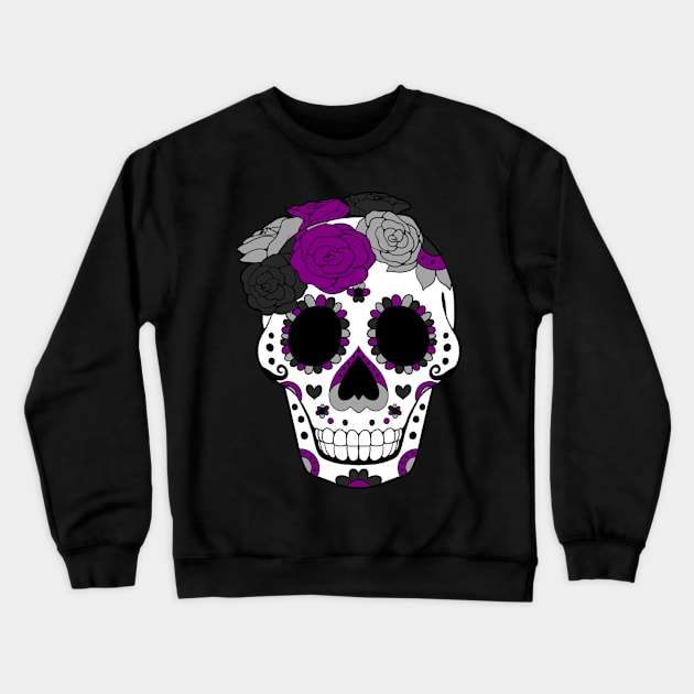 Asexual | Demisexual Pride - Sugarskull Dia De los Muertos Crewneck Sweatshirt by celestinaart